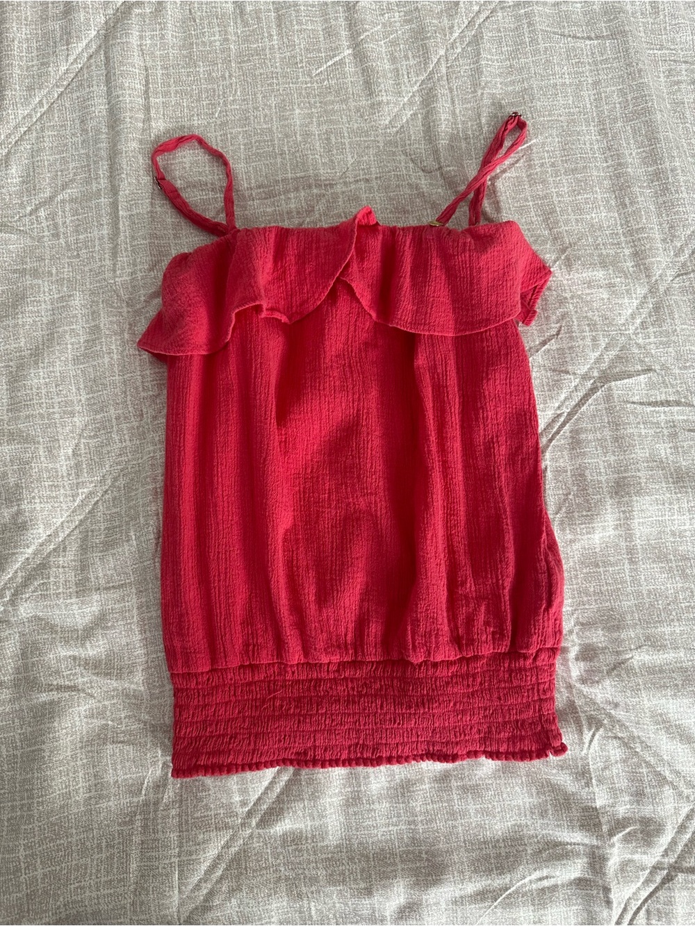 Guess Y2K Women’s Red Ruffle Spaghetti Strap Top EUC